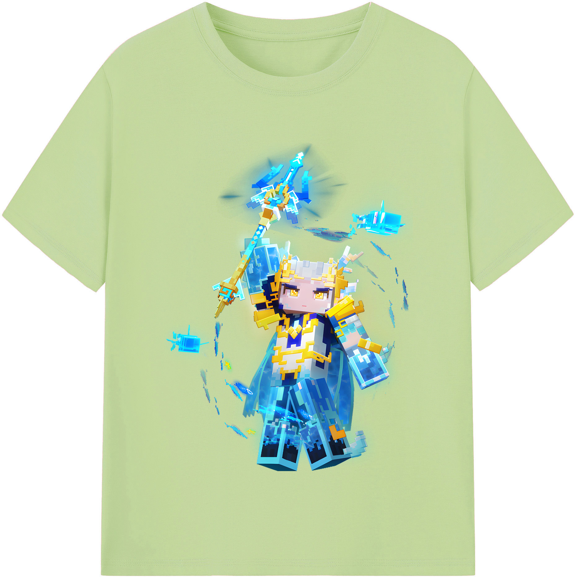 （画像用） マインクラフト ブロックの世界 Minecraft MC Block world 綿100％半袖Tシャツ（フロントプリント）